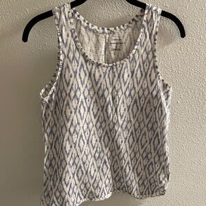 Banana Republic Malibu Cotton Ikat Tank Blue White small S